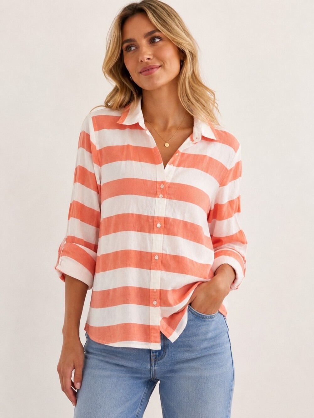 BANANA REPUBLIC Soft Wash Striped Button Up Shirt 100% Cotton Size XL Summer